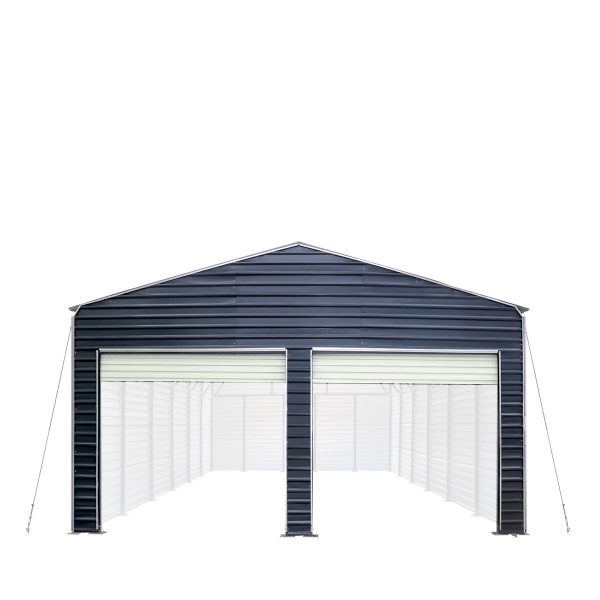 TMG Industrial Metal Shed Carport Add-On Package Kit For TMG-MSC2020F And TMG-MSC2030F , Front Wall w Roll Up Doors & Back Wall, TMG-MSC20-RD12 Fashion - Image 4