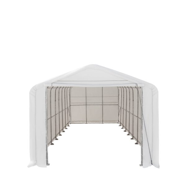 TMG Industrial 18’ x 45’ RV Motorhome Storage Shelter, 17 oz PVC Fabric Cover, Front Roll-Up Door, Enclosed Rear Wall, 3-Layer Galvanized Steel Frame, 13’ Straight Sidewalls, TMG-ST1845 Cheap - Image 2