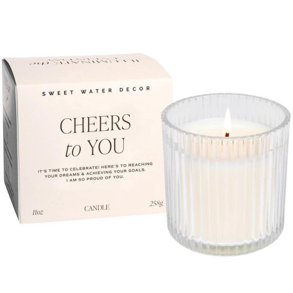 Cheers To You Soy Candle - Ribbed Glass Jar with Box on Sale - Image 2