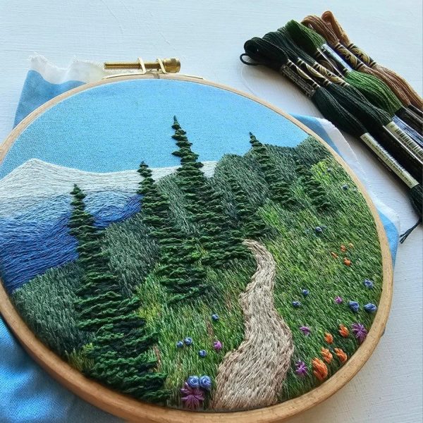 Happy Trails Landscape Embroidery Kit on Sale
