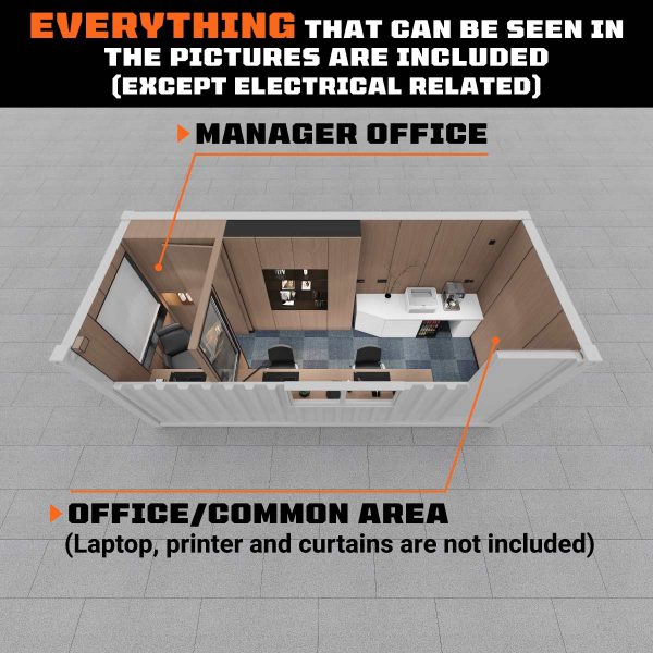 TMG Industrial 20’ Custom Built Steel Container Office, Working Area & Manager’s Office, 1 Leather Office Chair, 3 Ergonomic Office Chairs, TMG-SCO20 Sale - Image 3
