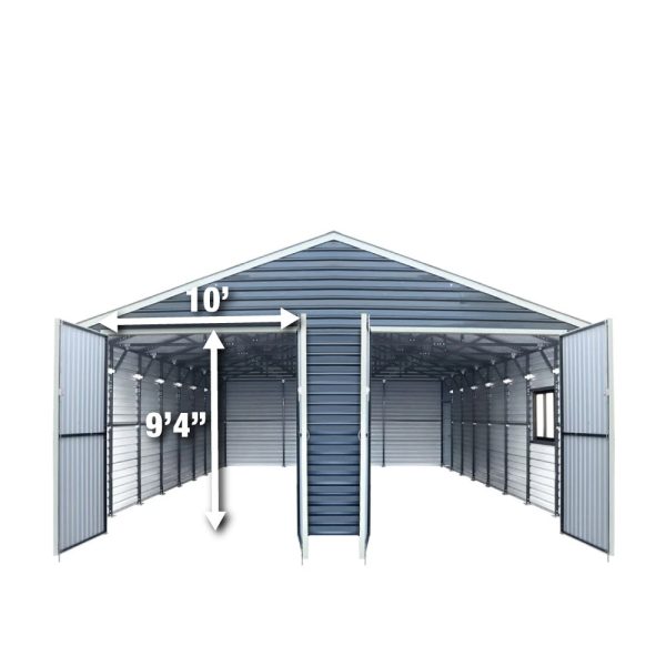TMG Industrial 26’ x 40’ Metal Garage Shed with 9’ High Double Front Doors, 14’ Peak Height, Side Entry Door, 1040 Sq-Ft Floor Space, TMG-MS2640 For Discount - Image 4