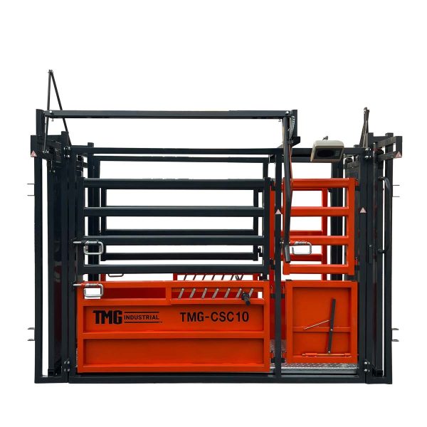 TMG Industrial 10’ Cattle Work Chute 4500-lb Weight Scale, Side Exit, Upper Lower Swing Openings, LCD Weight Display, TMG-CSC10 Online - Image 2