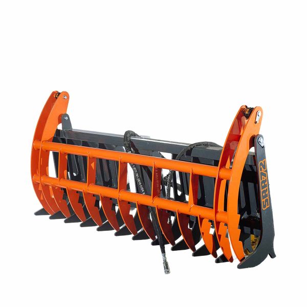 TMG Industrial Skid Steer Skeleton Root Rake Grapple, 2600 LB Grapple Capacity, Twin Cylinders, 7” Tine Spacing, TMG-SRR72 Hot on Sale - Image 3