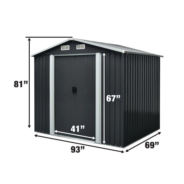 TMG Industrial 6’ x 8’ Galvanized Apex Roof Metal Shed, 29 GA Corrugated Metal, 67” Edge Height, TMG-MS0608 Cheap - Image 4