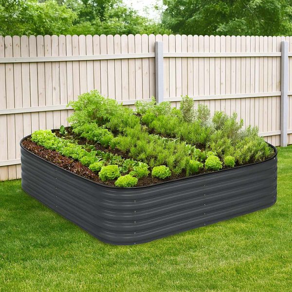 TMG Industrial Metal Raised Garden Bed Kit, 9-In-1 Modular Design, 18” Tall, Galvanized & Powder Coated, Rubber Edging, TMG-MGB96 Online - Image 2