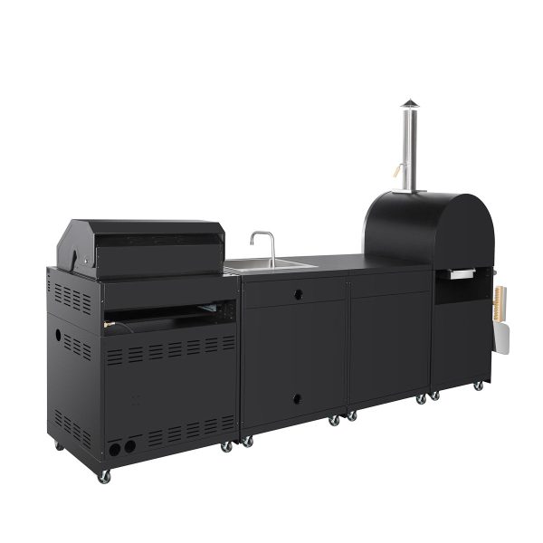 TMG Industrial 11’ 4-Burner Outdoor Kitchen Island (Black), 48000 BTUs, Built-In Pizza Oven, ¾” Cordierite Pizza Stone, CSA Certified, TMG-LKS11B Discount - Image 2