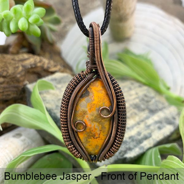 Bumblebee Jasper Copper Wire Pendant Necklace For Discount - Image 4
