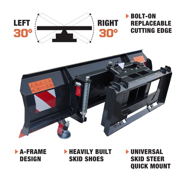 TMG Industrial 86” Skid Steer Dozer Blade Snow Plow Pusher, 30° Left & Right, Bolt-On Cutting Edge, Adjustable Skid Shoes, Universal Quick Mount, TMG-DB86 Online - Image 4