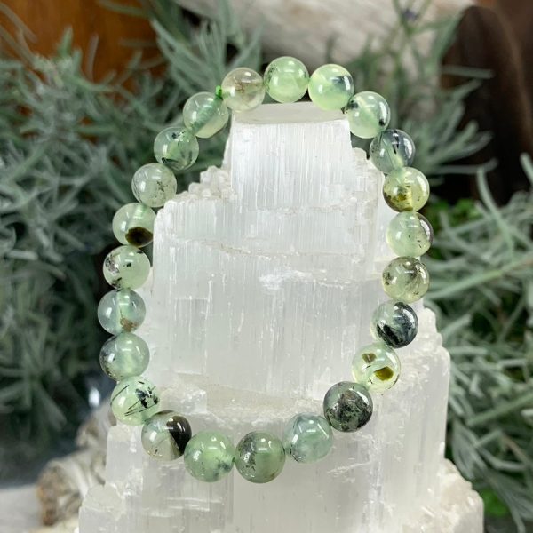 Mala Prehnite Bracelet With Velvet Pouch Supply