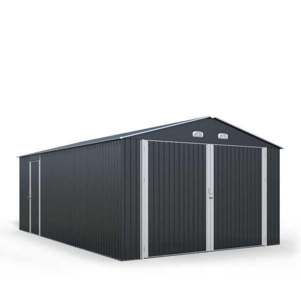 TMG Industrial 13’ x 20’ Metal Garage Shed with Double Front Doors, 7’9” Peak Height, Side Entry Door, 240 Sq-Ft Floor Space, TMG-MS1320A Sale - Image 5