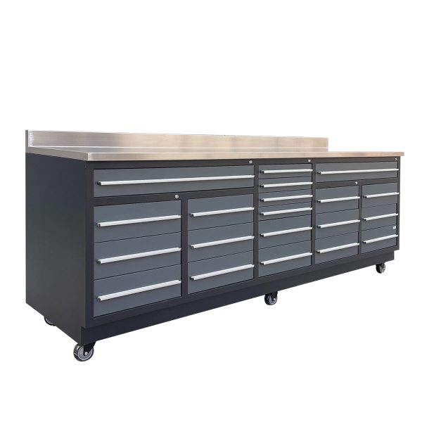 TMG Industrial Pro Series 9-FT 20 Drawer Stainless Steel Table Top Workbench, Double Slide Lockable Drawers, All-in-one Welded Frame, TMG-WB920(Previously TMG-WB20DS) Online now - Image 3
