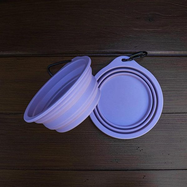 Silicone Collapsible Dog Bowl - Purple For Sale - Image 2