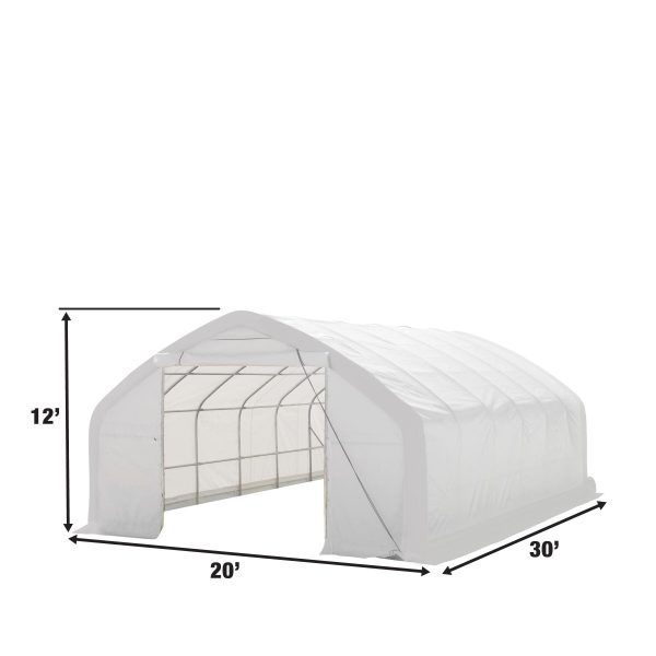 TMG Industrial 20  x 30  Straight Wall Peak Ceiling Storage Shelter with Heavy Duty 17 oz PVC Cover & Drive Through Door, TMG-ST2031V (Previously ST2030V) Online Sale - Image 3