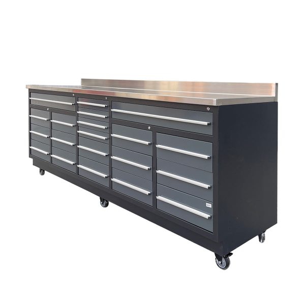 TMG Industrial Pro Series 9-FT 20 Drawer Stainless Steel Table Top Workbench, Double Slide Lockable Drawers, All-in-one Welded Frame, TMG-WB920(Previously TMG-WB20DS) Online now