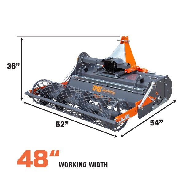 TMG Industrial 48  Stone Burier Rotary Tiller, 3-Point Hitch, Category 1 Hookup, 25-50 HP Tractors, PTO Shaft Included, 2-1 2  Stone Capacity, TMG-TSB48 For Discount - Image 3