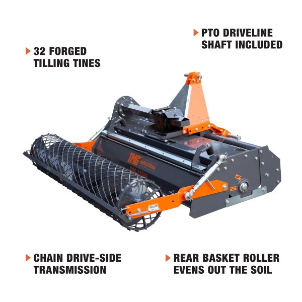 TMG Industrial 65  Stone Burier Rotary Tiller, 3-Point Hitch, Category 1 and 2 Hookup, 35-60 HP Tractors, PTO Shaft Included, 2-1 2  Stone Capacity, TMG-TSB65 Online - Image 4