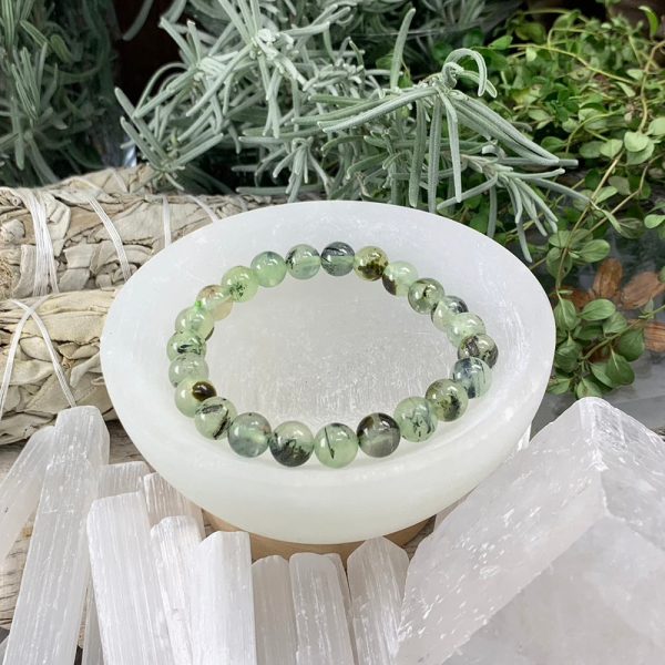 Mala Prehnite Bracelet With Velvet Pouch Supply - Image 4