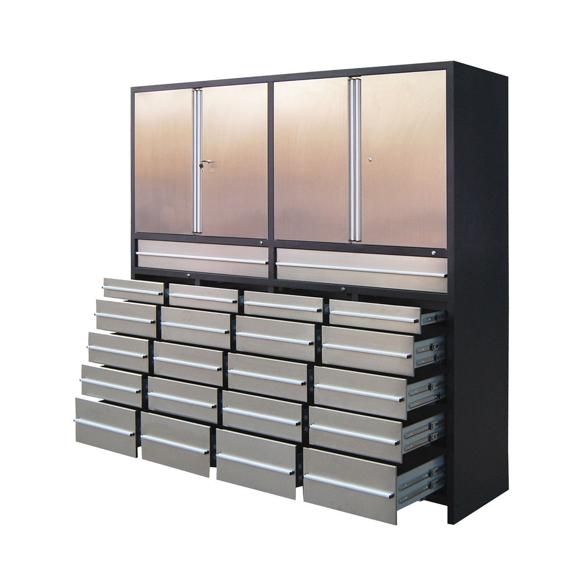 TMG Industrial Pro Series 7-Ft 22 Drawer Stainless Steel Storage Chest, Top Cabinets, All-in-One Welded Frame, Keyed Alike Locks, TMG-SC22DS Online Hot Sale