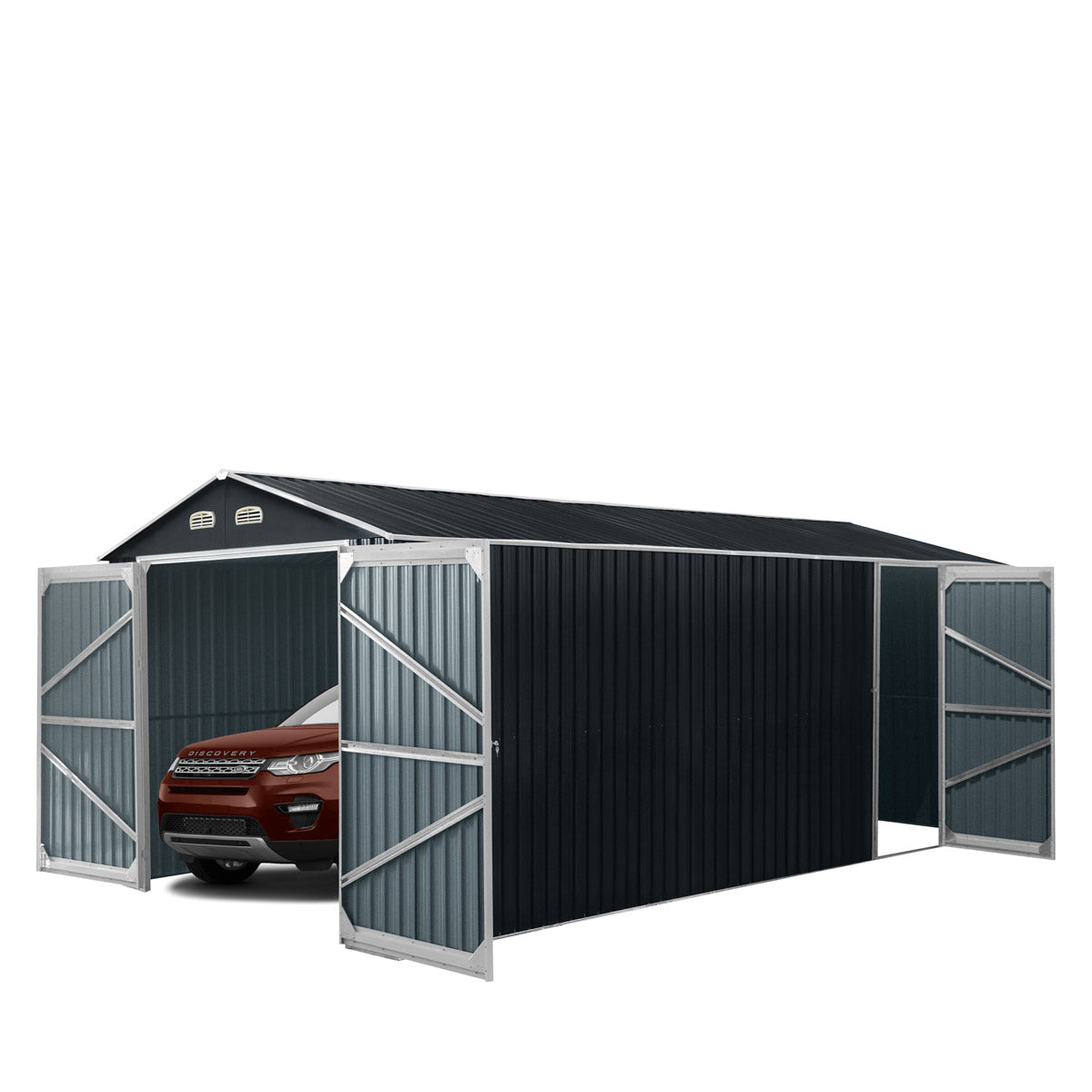 TMG Industrial 10’ x 20’ Metal Garage Shed with Double Front Doors, 7’8” Peak Height, Side Entry Door, 185 Sq-Ft Floor Space, TMG-MS1020A For Cheap