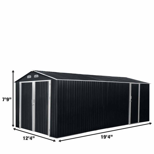 TMG Industrial 13’ x 20’ Metal Garage Shed with Double Front Doors, 7’9” Peak Height, Side Entry Door, 240 Sq-Ft Floor Space, TMG-MS1320A Sale - Image 2