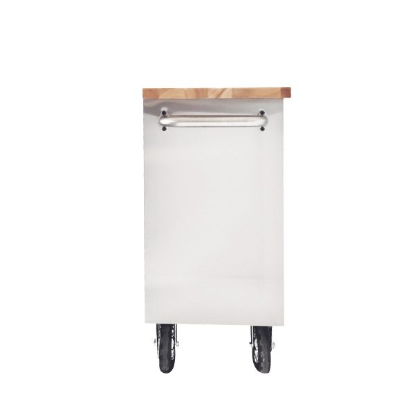 TMG Industrial 72” Stainless Steel Rolling Workbench, Rubberwood Tabletop, 15 Lockable Drawers, Locking Wheels, TMG-WB7215S For Discount - Image 5
