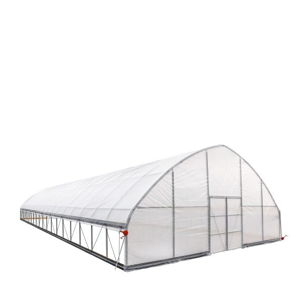 TMG Industrial 30’ x 80’ Tunnel Greenhouse Grow Tent w 6 Mil Clear EVA Plastic Film, Cold Frame, Hand Crank Roll-Up Sides, Peak Ceiling Roof, TMG-GH3080 on Sale - Image 3