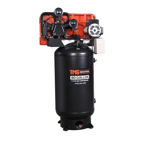 TMG Industrial 80 Gallon 7.5 HP Stationary Electric Air Compressor, 6 Min Fill Time, 230V Induction Motor, ASME Vertical Tank, TMG-ACE80 Hot on Sale