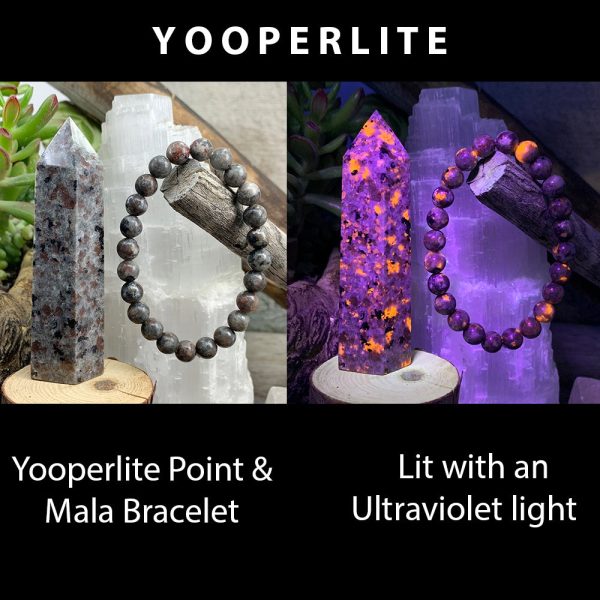 Yooperlite - The Stone that Glows + Mala Bracelet Combo Set For Discount - Image 2
