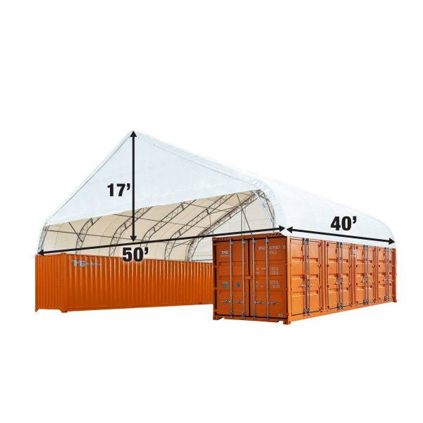 TMG Industrial Pro Series 50  x 40  Dual Truss Container Shelter with Heavy Duty 32 oz PVC Cover, Enclosed End Wall and Front Drop, TMG-DT5040CF-PRO Online Hot Sale - Image 3