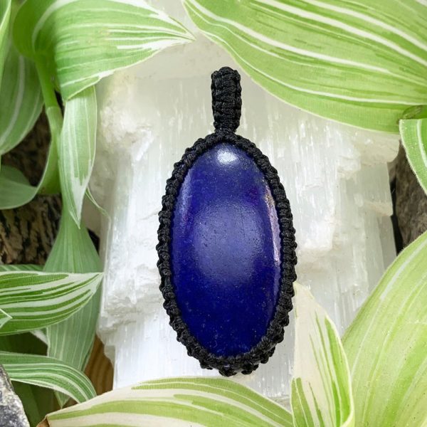 Lapis Lazuli Macramé Pendant Necklace Hot on Sale - Image 2