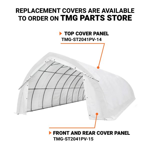 TMG Industrial 20  x 40  Arch Wall Peak Ceiling Storage Shelter with Heavy Duty 17 oz PVC Cover & Drive Through Doors, TMG-ST2041PV(Previously(ST2040PV) For Cheap - Image 4